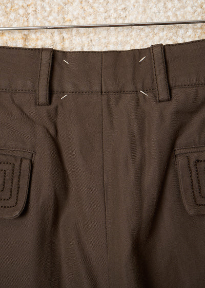 BROWN STITCHING DETAILS POCKETS COTTON  PANTS SS2007 - 48IT