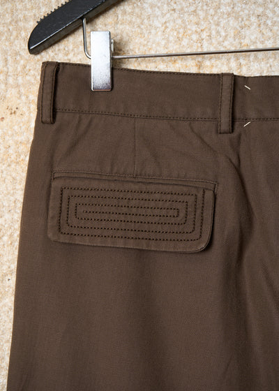 BROWN STITCHING DETAILS POCKETS COTTON  PANTS SS2007 - 48IT