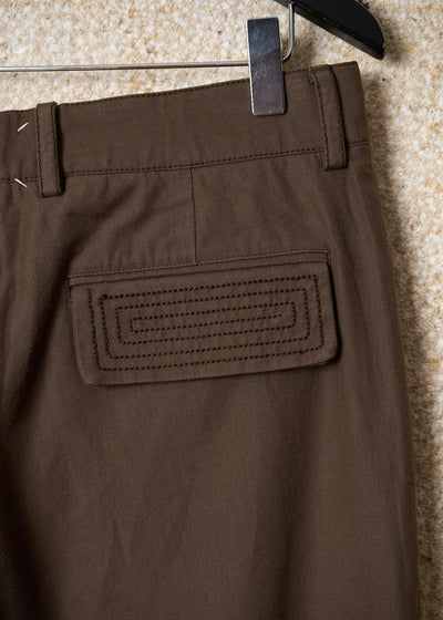 BROWN STITCHING DETAILS POCKETS COTTON  PANTS SS2007 - 48IT