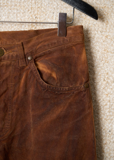 BROWN SPECIAL DYING PROCESS 5 POCKETS DENIM PANTS SS2005 - 44IT