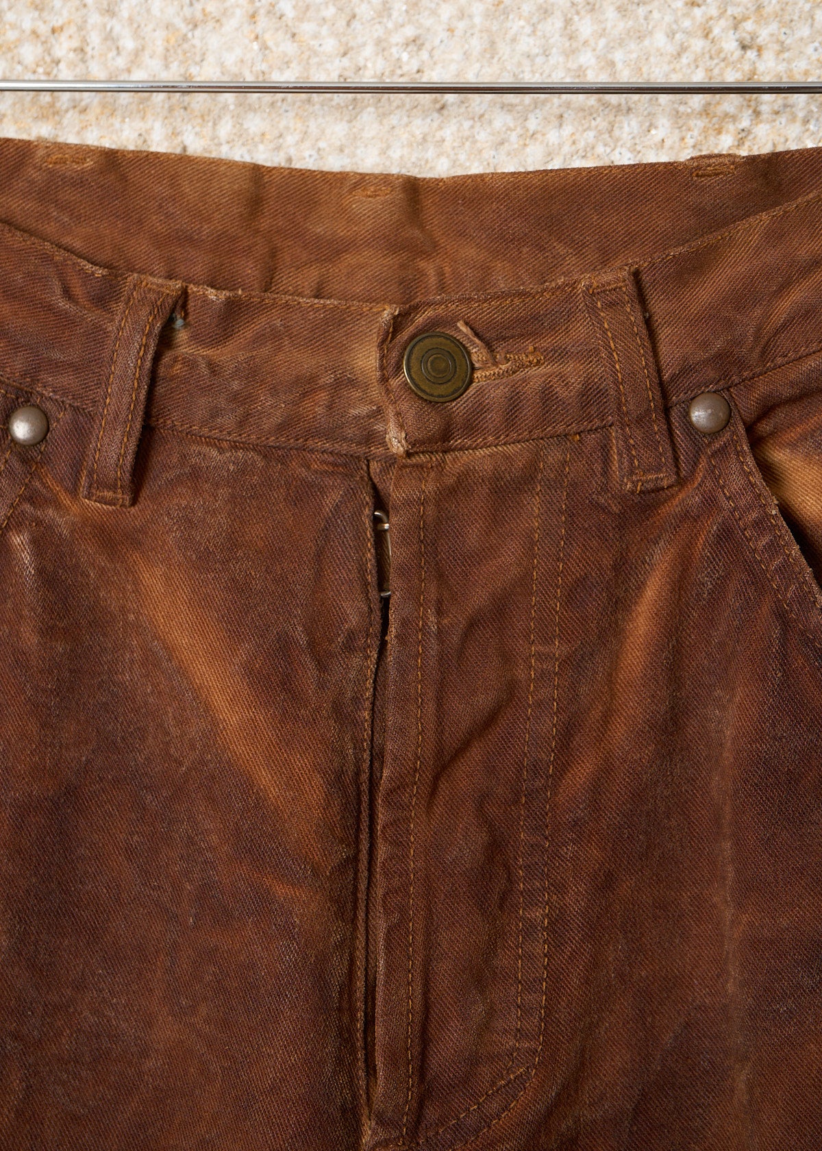 BROWN SPECIAL DYING PROCESS 5 POCKETS DENIM PANTS SS2005 - 44IT