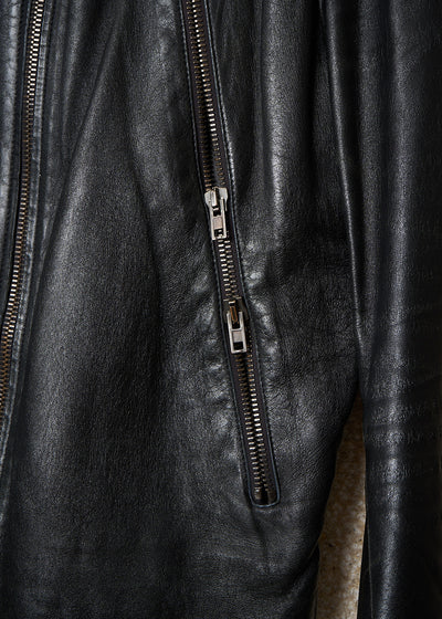 BLACK LASER CUT 5 ZIP LEATHER JACKET SS2012 - 44IT