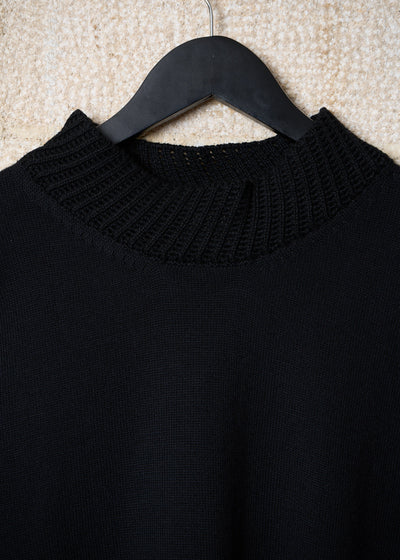 POUR HOMME BLACK MOCK NECK SWICTH WOOL JUMPER 1980'S - MEDIUM