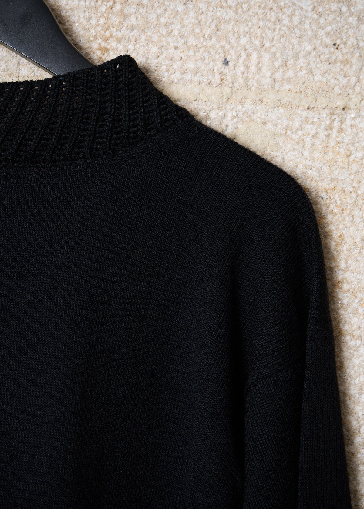 POUR HOMME BLACK MOCK NECK SWICTH WOOL JUMPER 1980'S - MEDIUM