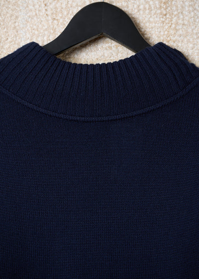 NAVY WOOL JUMPER WITH HIDDEN HOOD 2000'S - MEDIUM