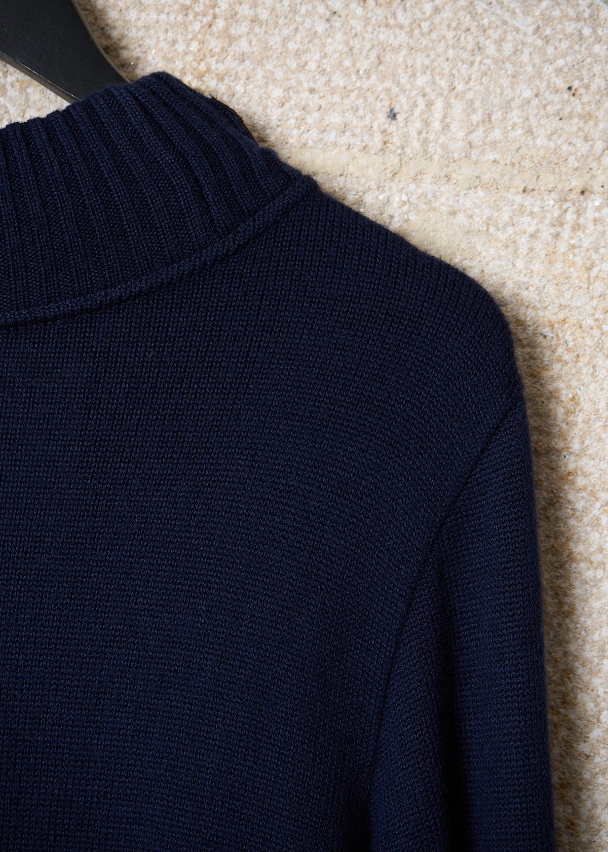 NAVY WOOL JUMPER WITH HIDDEN HOOD 2000'S - MEDIUM