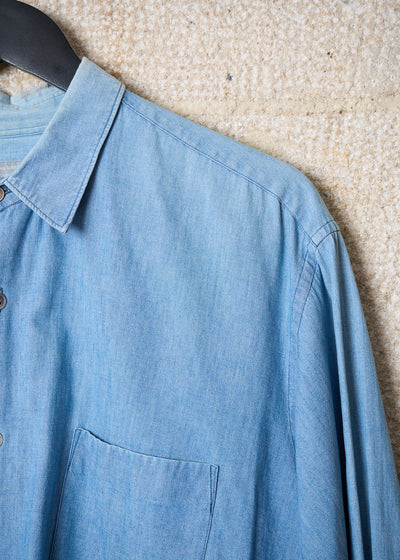 HOMME SKY BLUE CHAMBRAY SHIRT 1990'S - LARGE