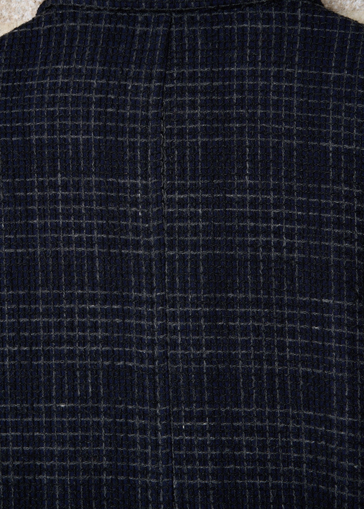 HOMME NAVY TEXTURED GRID BALMACAAN COAT AW1997 - MEDIUM