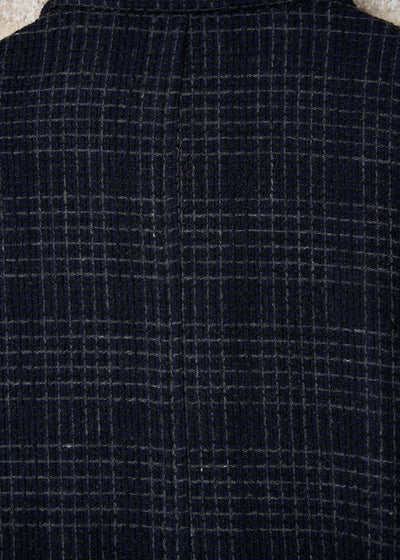 HOMME NAVY TEXTURED GRID BALMACAAN COAT AW1997 - MEDIUM