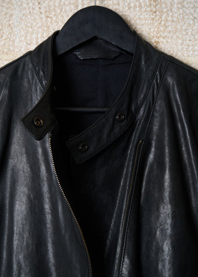 BLACK DIAGONAL ZIP LEATHER JACKET AW2011 - Small