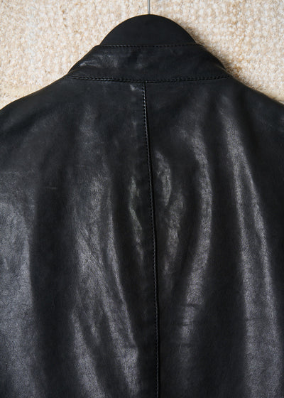 BLACK DIAGONAL ZIP LEATHER JACKET AW2011 - Small