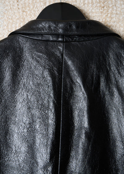 BLACK PATENT LEATHER BLAZER 1990'S - MEDIUM