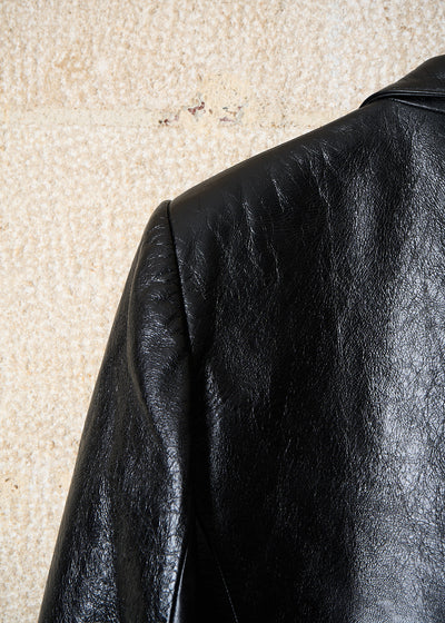 BLACK PATENT LEATHER BLAZER 1990'S - MEDIUM