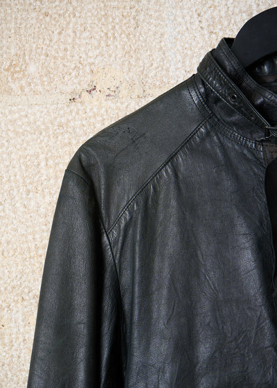 Y'S FOR MEN BLACK KANGAROO LEATHER BIKER JACKET AW2006 - Large