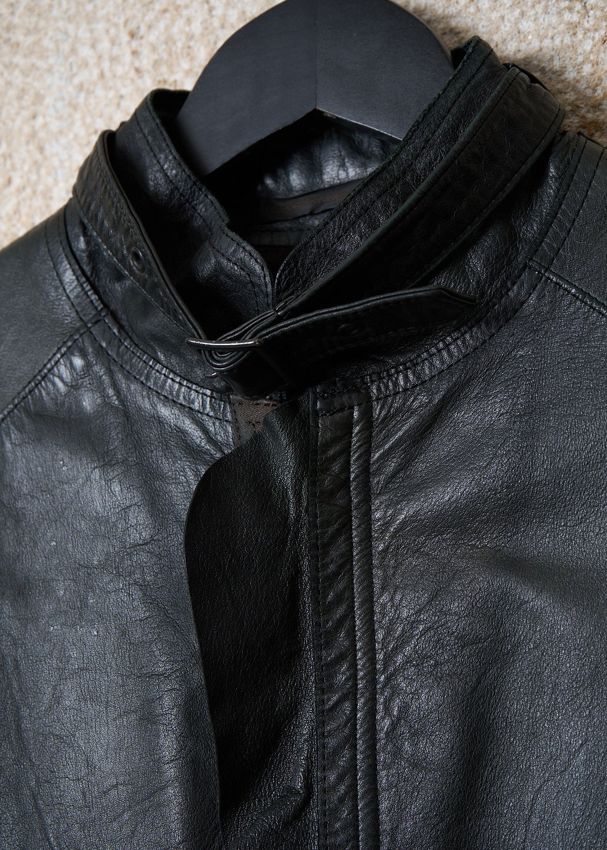 Y'S FOR MEN BLACK KANGAROO LEATHER BIKER JACKET AW2006 - Large
