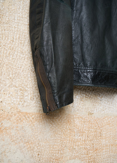 Y'S FOR MEN BLACK KANGAROO LEATHER BIKER JACKET AW2006 - Large