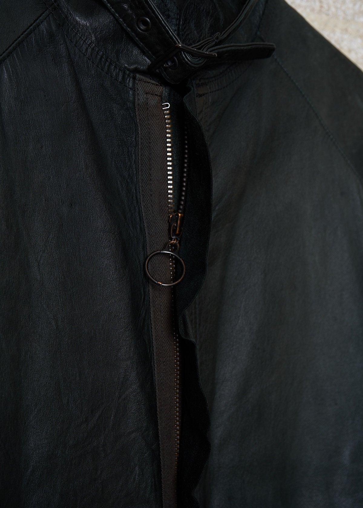 Y'S FOR MEN BLACK KANGAROO LEATHER BIKER JACKET AW2006 - Large