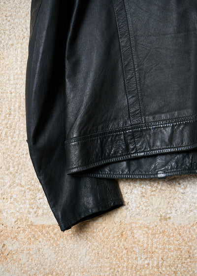 Y'S FOR MEN BLACK KANGAROO LEATHER BIKER JACKET AW2006 - Large