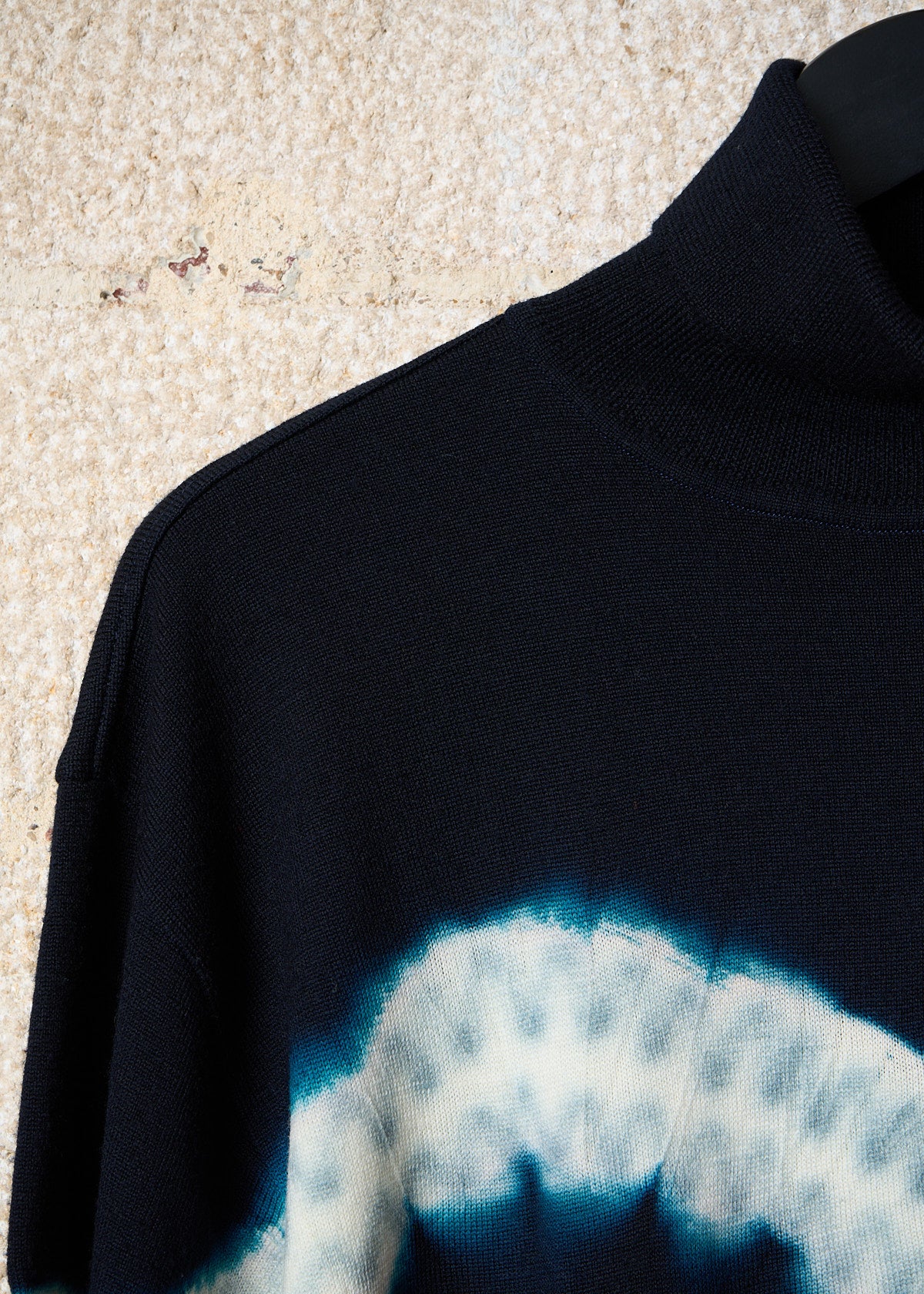 BLACK BLEACHED LINE TURTLE NECK MERINO WOOL JUMPER AW1993 - MEDIUM
