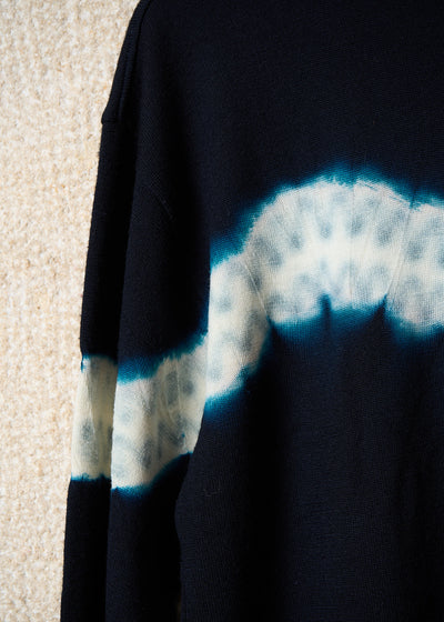 BLACK BLEACHED LINE TURTLE NECK MERINO WOOL JUMPER AW1993 - MEDIUM