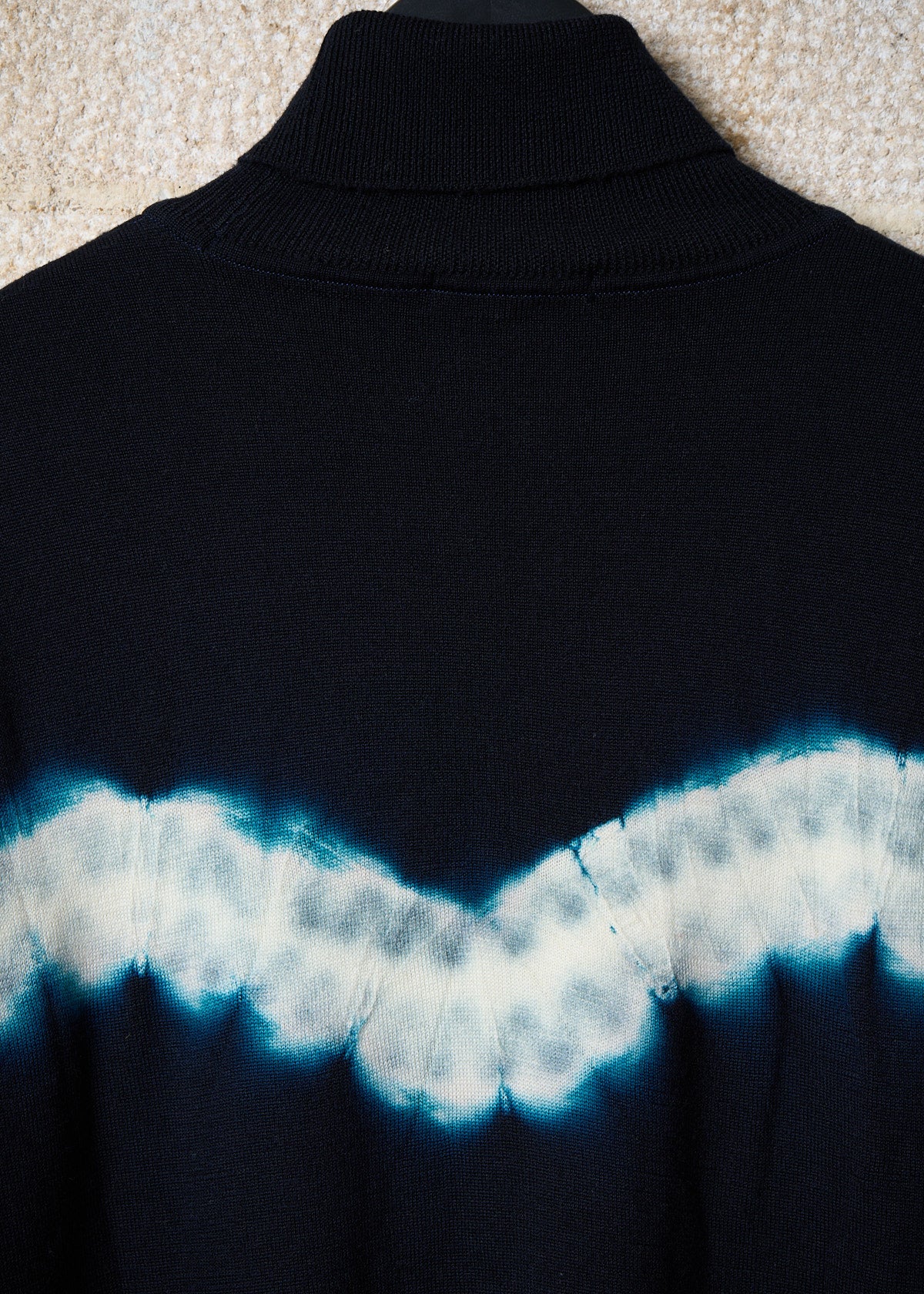 BLACK BLEACHED LINE TURTLE NECK MERINO WOOL JUMPER AW1993 - MEDIUM