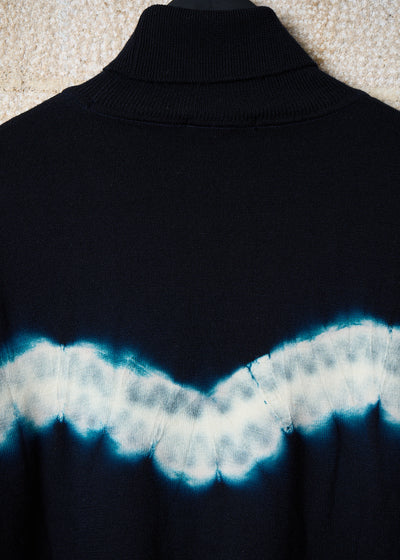 BLACK BLEACHED LINE TURTLE NECK MERINO WOOL JUMPER AW1993 - MEDIUM
