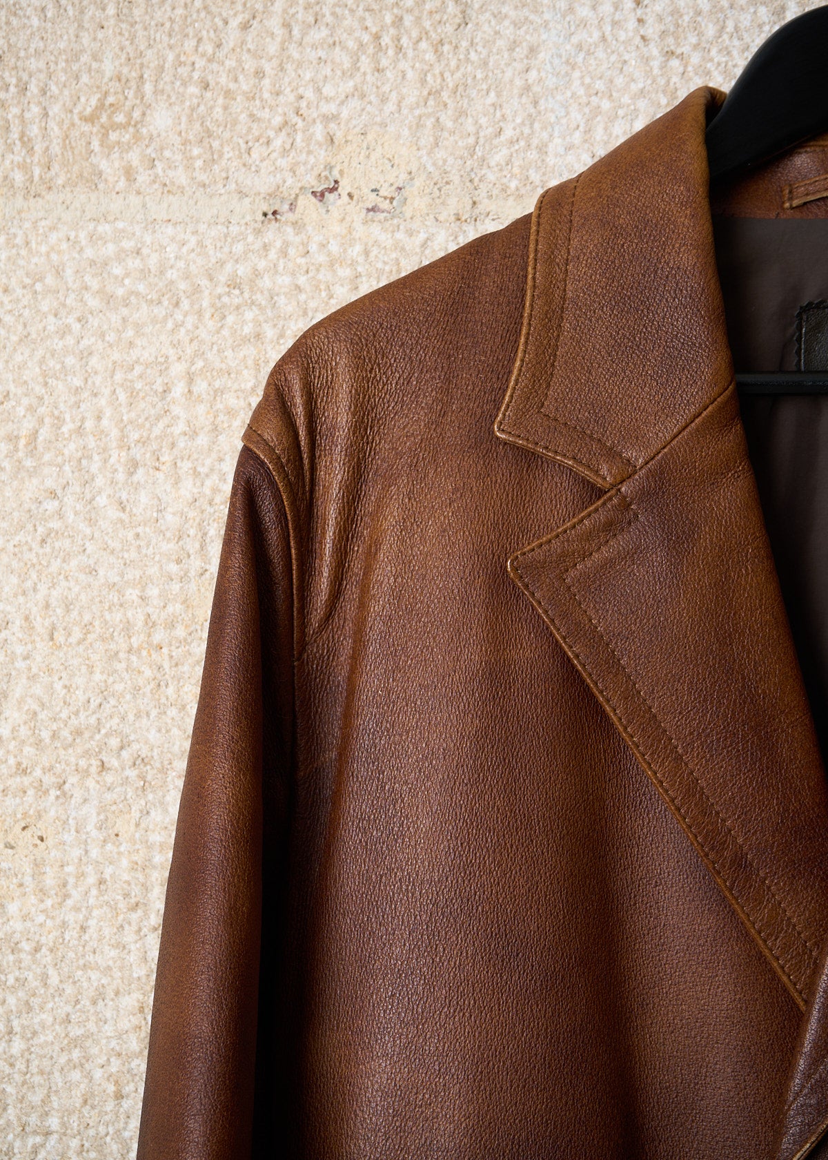 BROWN LEATHER COAT 2000'S - MEDIUM