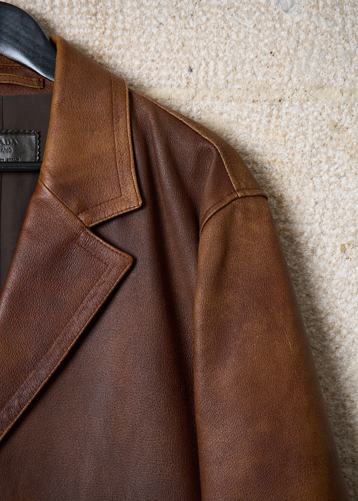 BROWN LEATHER COAT 2000'S - MEDIUM