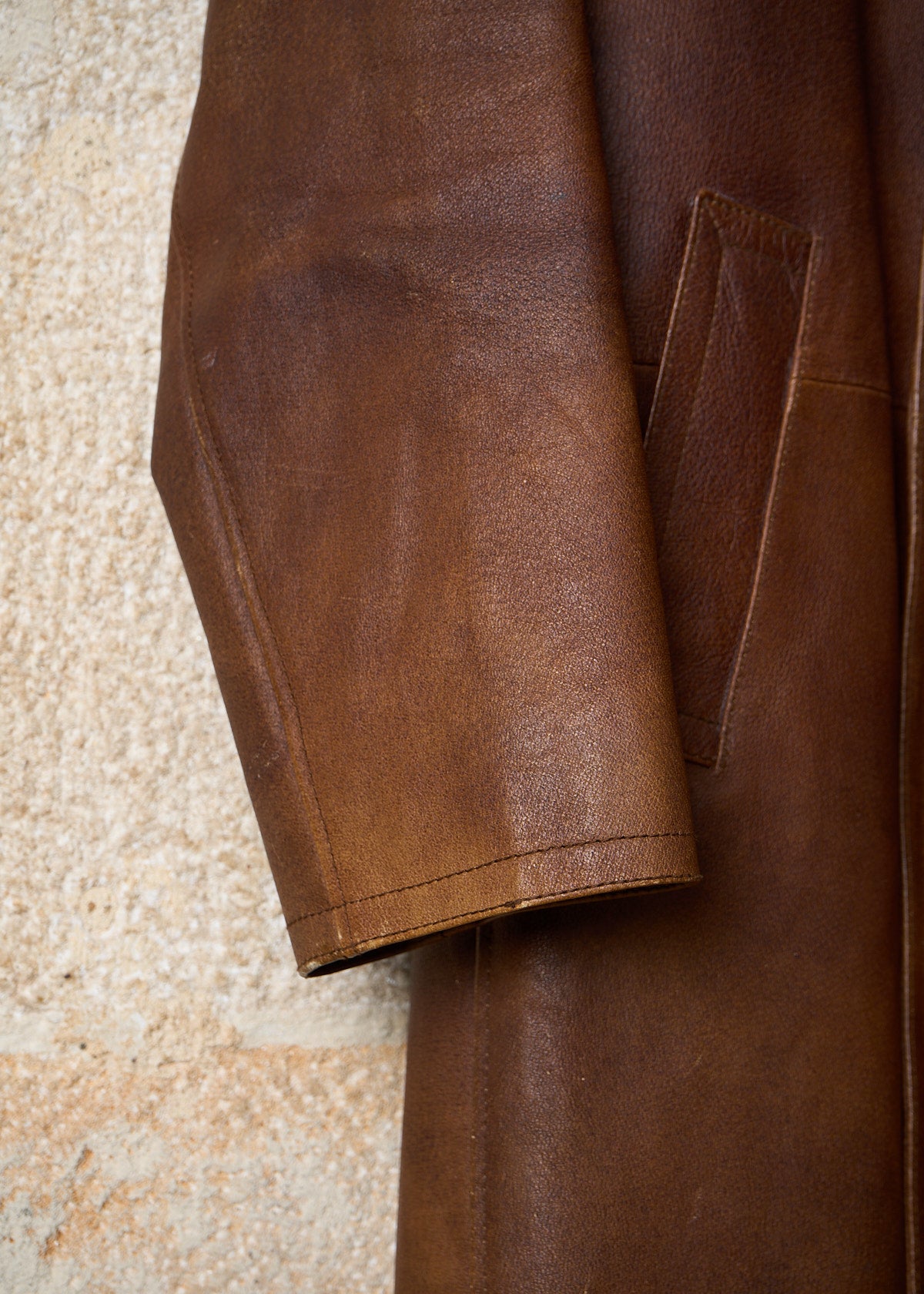 BROWN LEATHER COAT 2000'S - MEDIUM