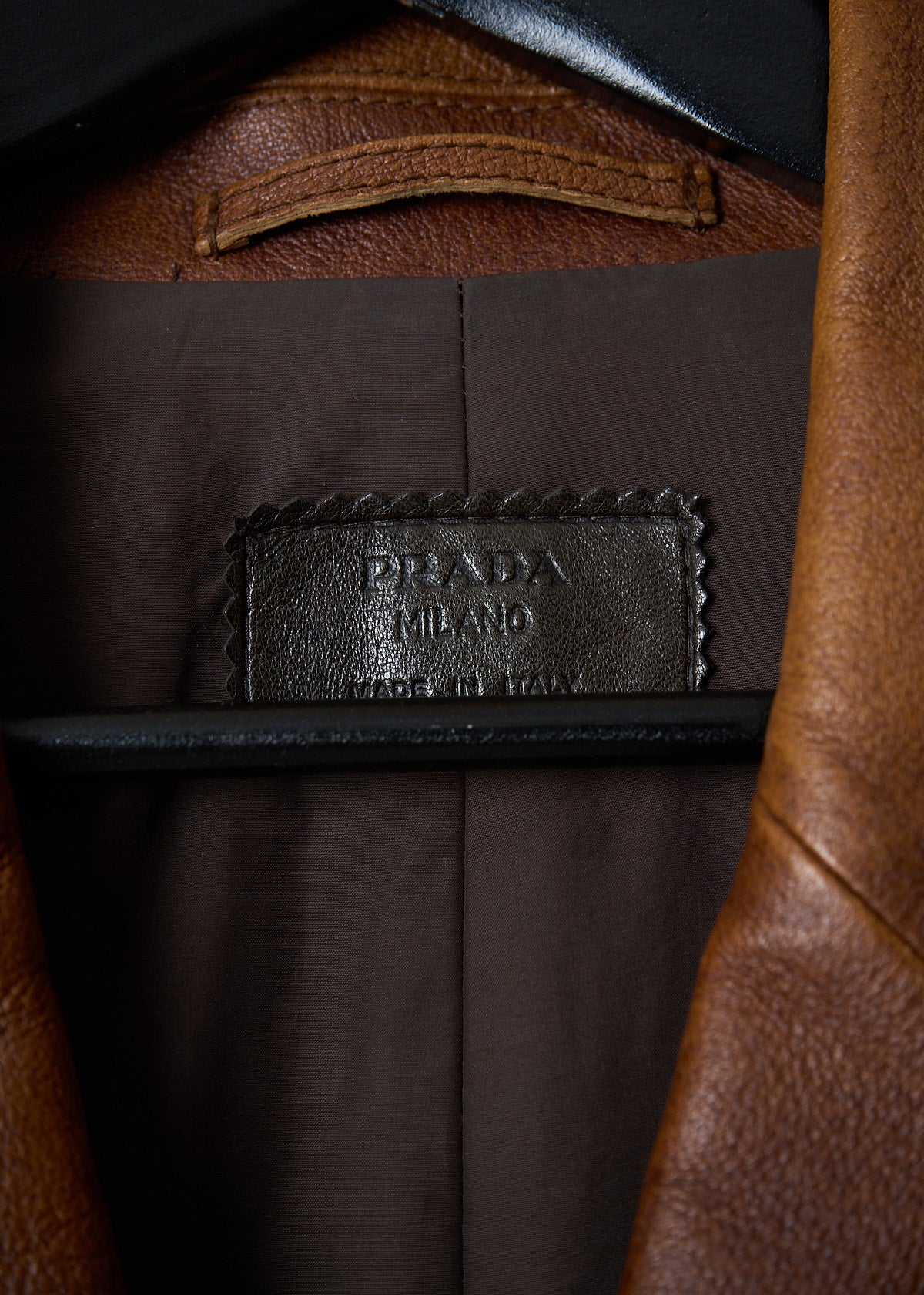 BROWN LEATHER COAT 2000'S - MEDIUM