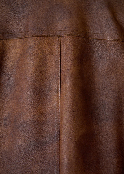 BROWN LEATHER COAT 2000'S - MEDIUM