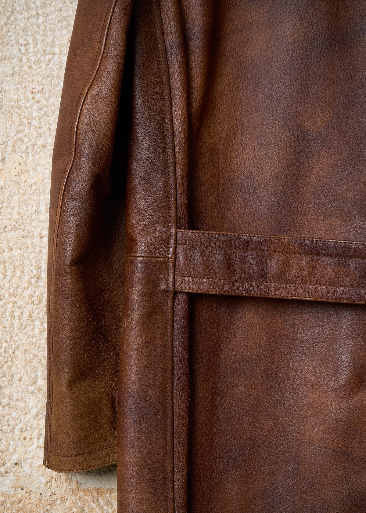 BROWN LEATHER COAT 2000'S - MEDIUM