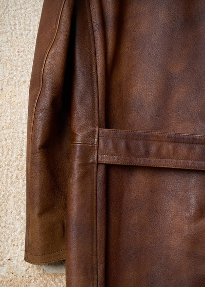 BROWN LEATHER COAT 2000'S - MEDIUM