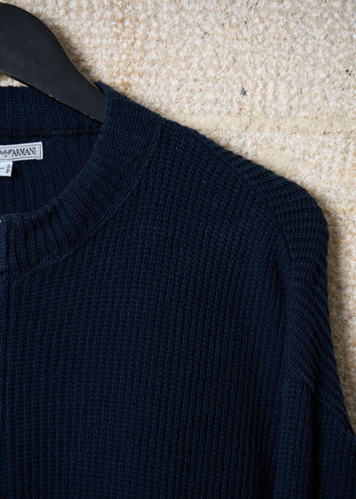 EMPORIO ARMANI NAVY BLUE TWO ZIP KNIT 1980'S - LARGE