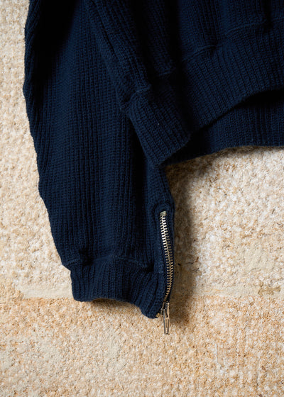 EMPORIO ARMANI NAVY BLUE TWO ZIP KNIT 1980'S - LARGE