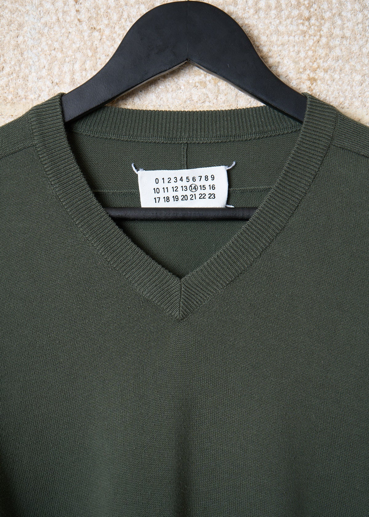 OLIVE GREEN ELBOW PATCHES V NECK JUMPER SS2011 - SMALL