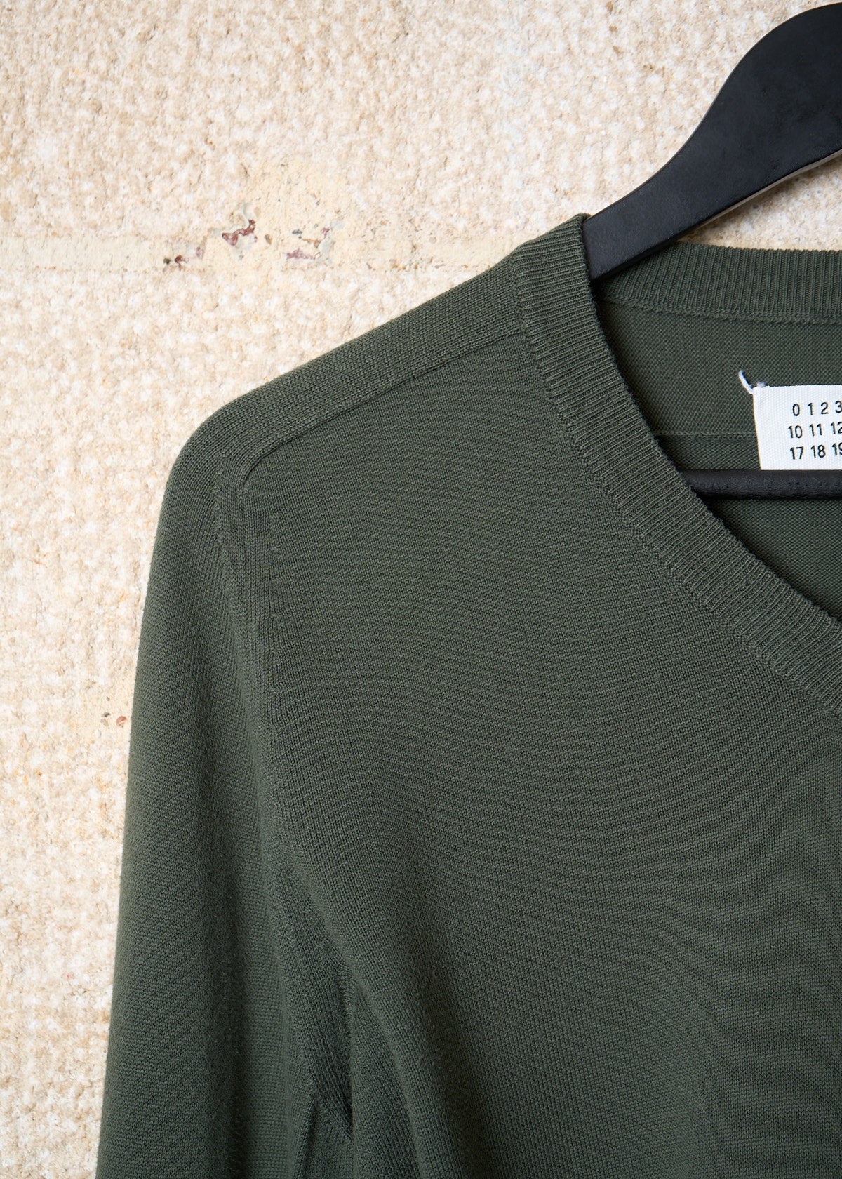 OLIVE GREEN ELBOW PATCHES V NECK JUMPER SS2011 - SMALL