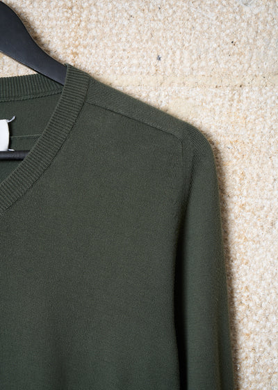 OLIVE GREEN ELBOW PATCHES V NECK JUMPER SS2011 - SMALL