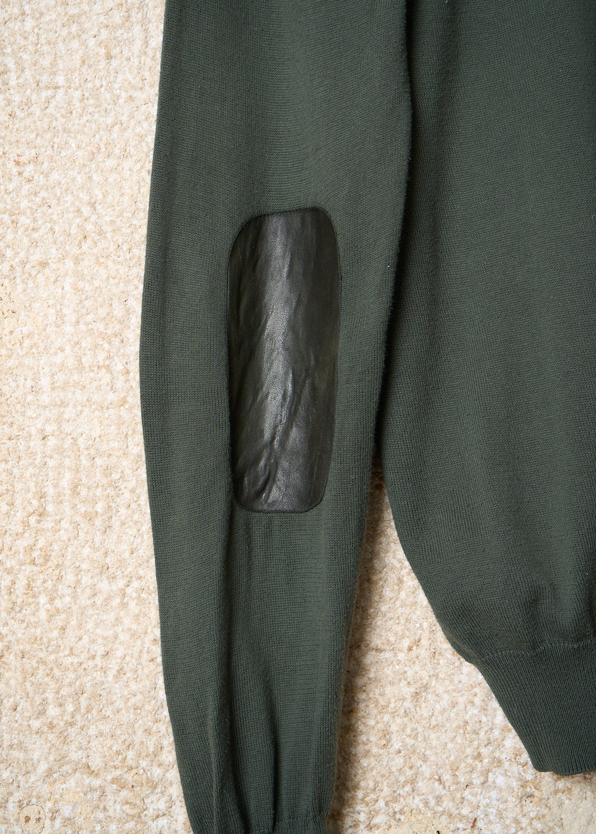 OLIVE GREEN ELBOW PATCHES V NECK JUMPER SS2011 - SMALL