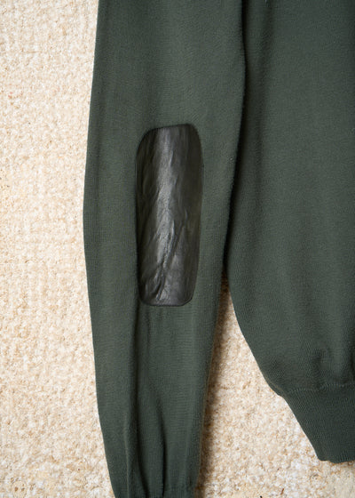OLIVE GREEN ELBOW PATCHES V NECK JUMPER SS2011 - SMALL