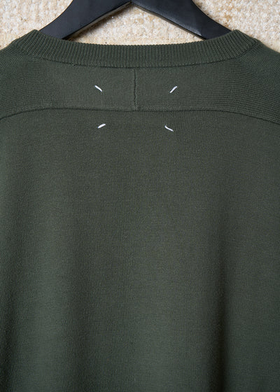 OLIVE GREEN ELBOW PATCHES V NECK JUMPER SS2011 - SMALL