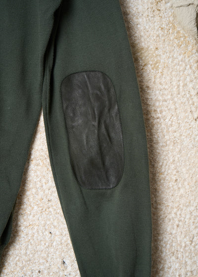 OLIVE GREEN ELBOW PATCHES V NECK JUMPER SS2011 - SMALL