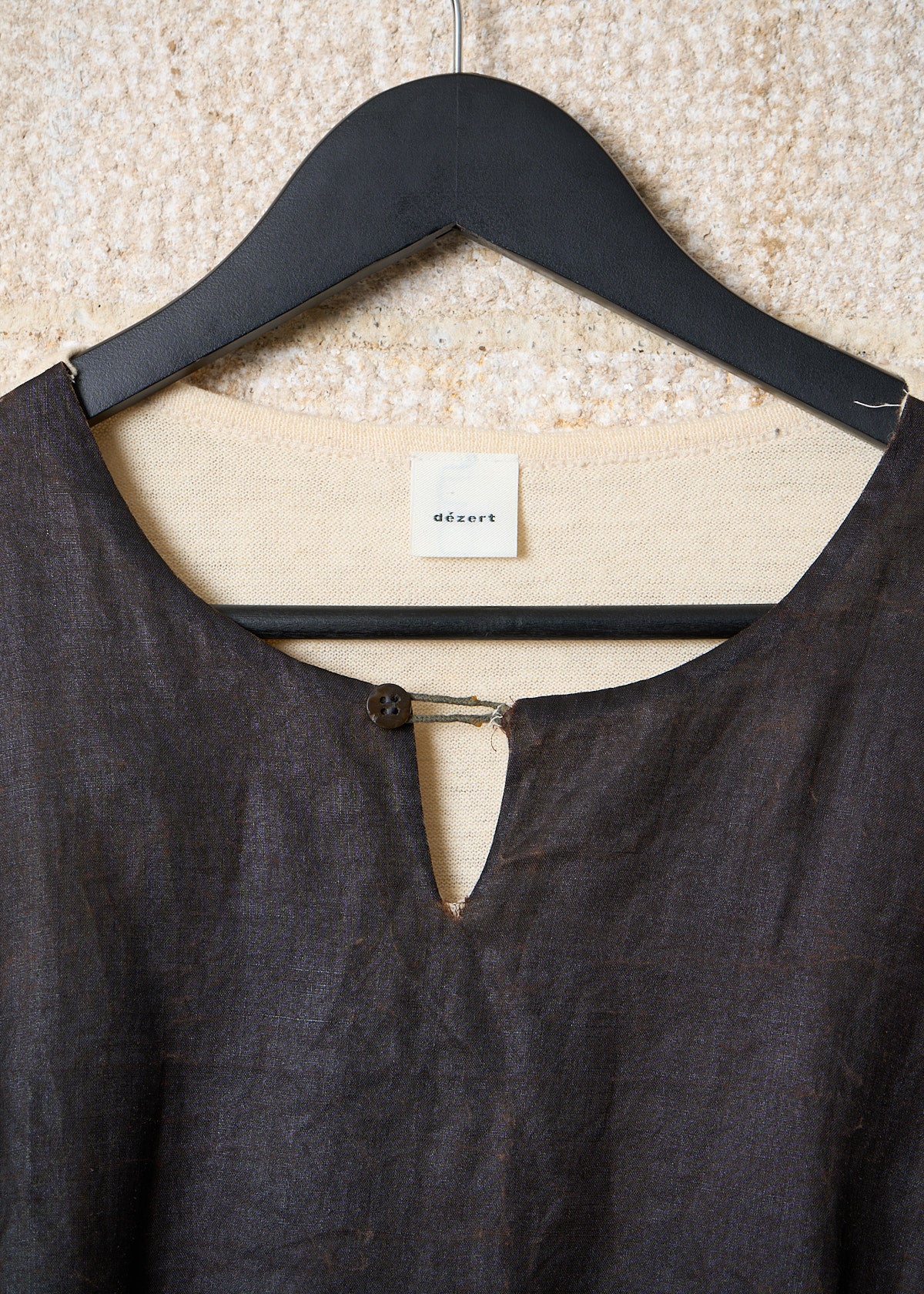 BROWN ECRU HEMP PANEL ONE BUTTON KNIT 1990'S - LARGE