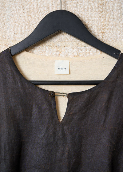 BROWN ECRU HEMP PANEL ONE BUTTON KNIT 1990'S - LARGE