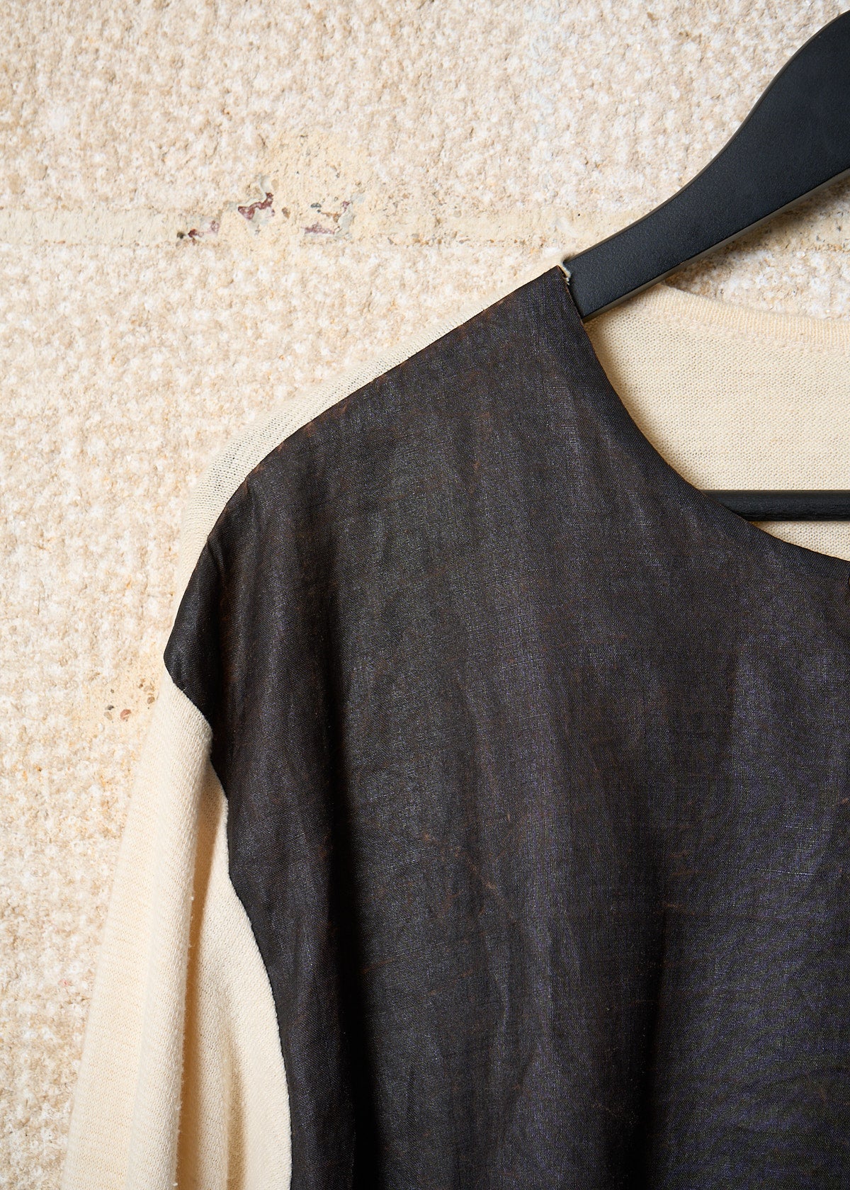 BROWN ECRU HEMP PANEL ONE BUTTON KNIT 1990'S - LARGE