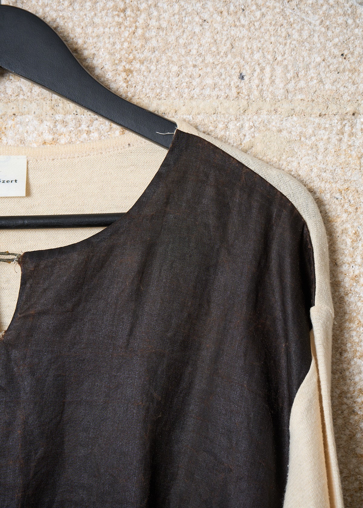BROWN ECRU HEMP PANEL ONE BUTTON KNIT 1990'S - LARGE
