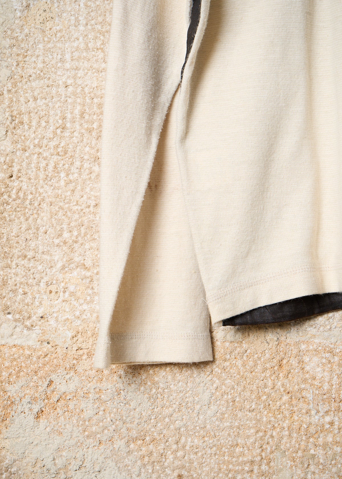 BROWN ECRU HEMP PANEL ONE BUTTON KNIT 1990'S - LARGE