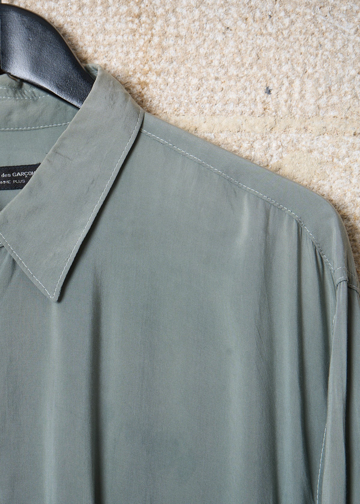 HOMME PLUS OLIVE GREEN TRIPLE POCKETS WIDE RAYON SHIRT SS1994 - LARGE