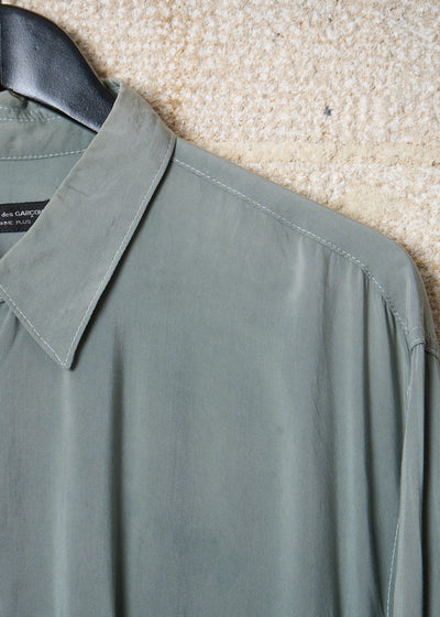 HOMME PLUS OLIVE GREEN TRIPLE POCKETS WIDE RAYON SHIRT SS1994 - LARGE