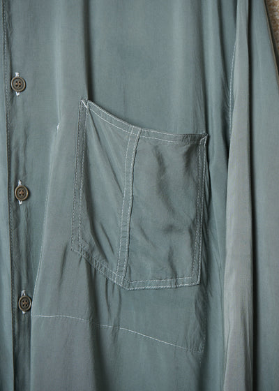 HOMME PLUS OLIVE GREEN TRIPLE POCKETS WIDE RAYON SHIRT SS1994 - LARGE